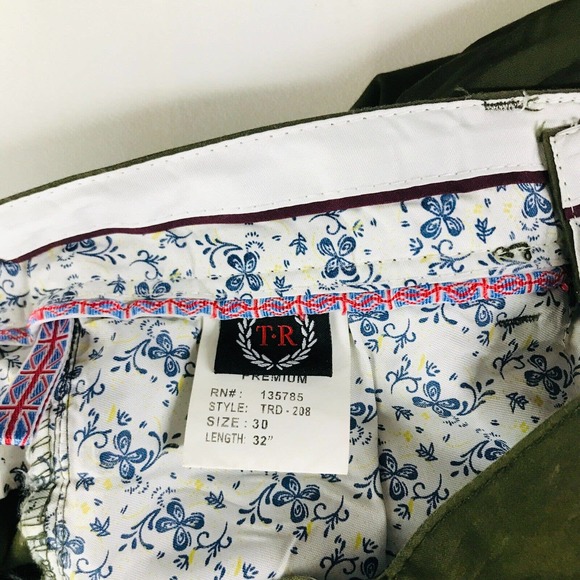 TR Premium Men's 30 Pants Green Slim Fit Cotton Satin Straight Flaw DA20 - Picture 4 of 6